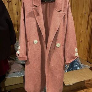 Elegant Women's Coral Pea Coat